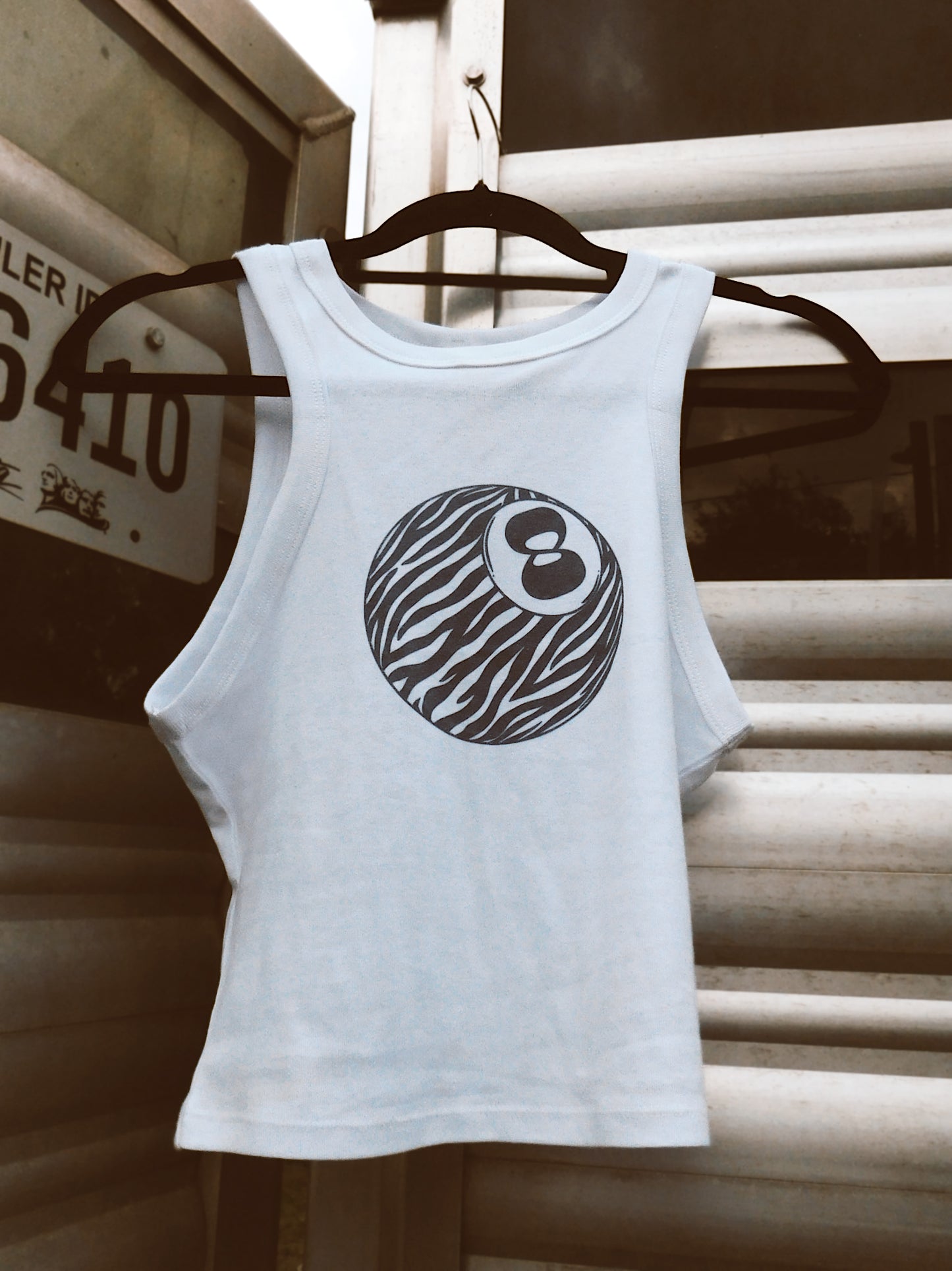 Zebra 8 Ball Cropped Tank