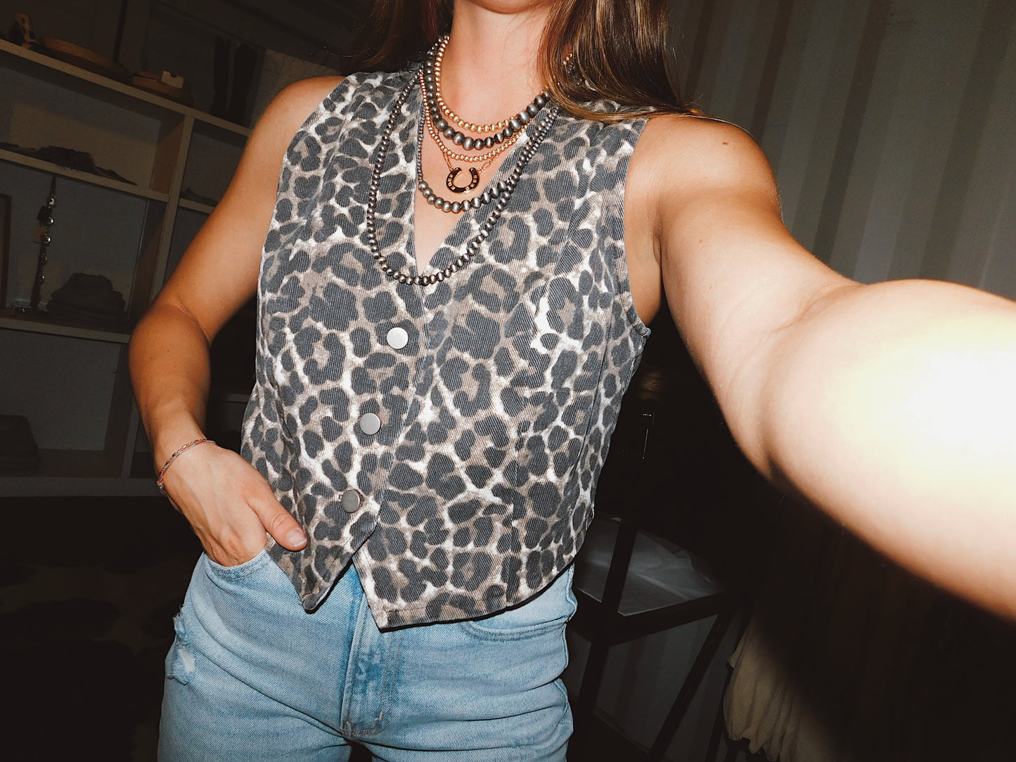 Cheetah Denim Vest