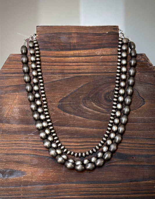 Handmade Oval, Round Navajo Bead Necklace