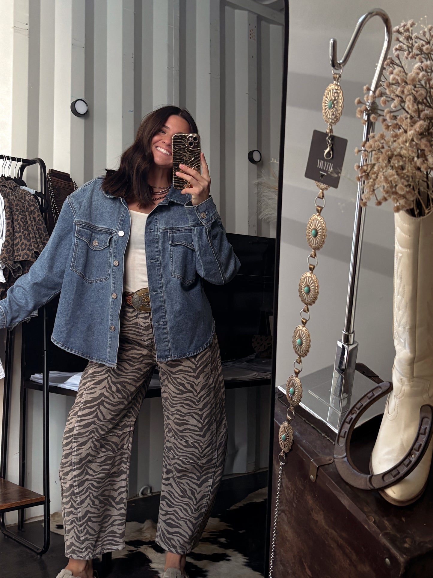 Zyla Mae Zebra Barrel Jeans