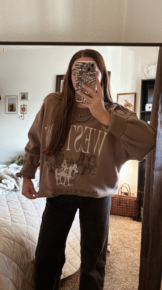 Western Embroidered Crew