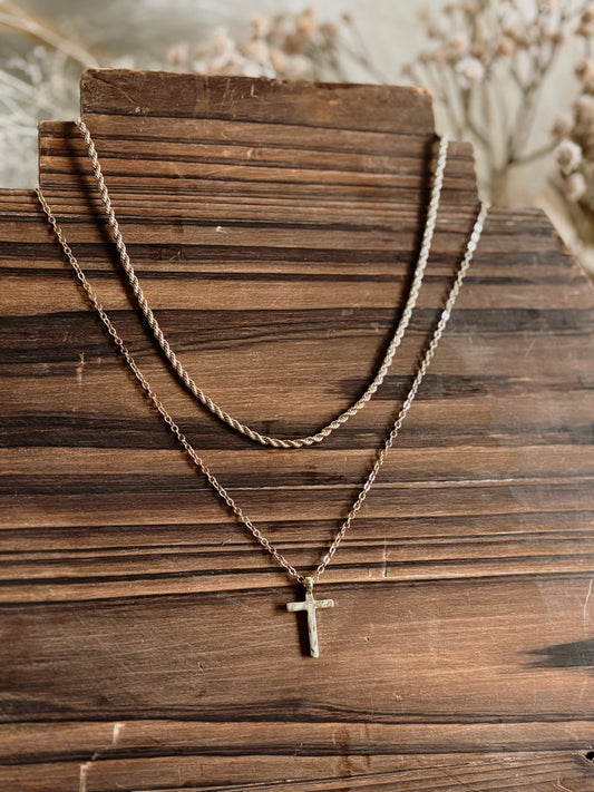 Mia Twisted Rope Layered Cross Necklace