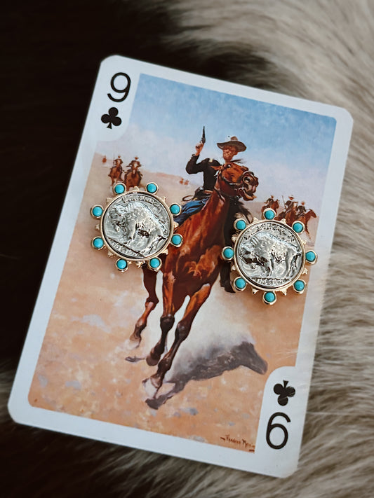 Buffalo Coin Stud Earring