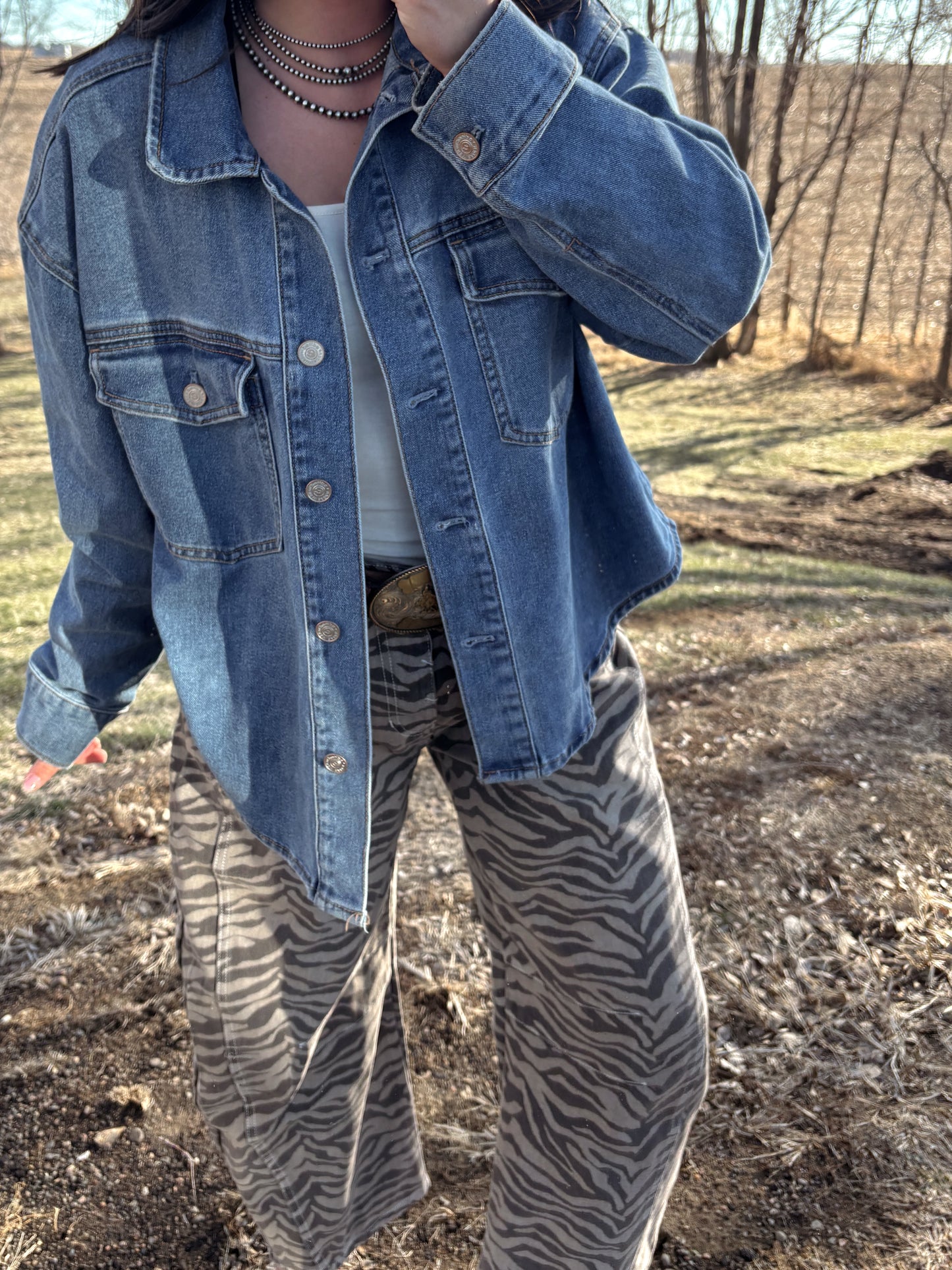 Zyla Mae Zebra Barrel Jeans