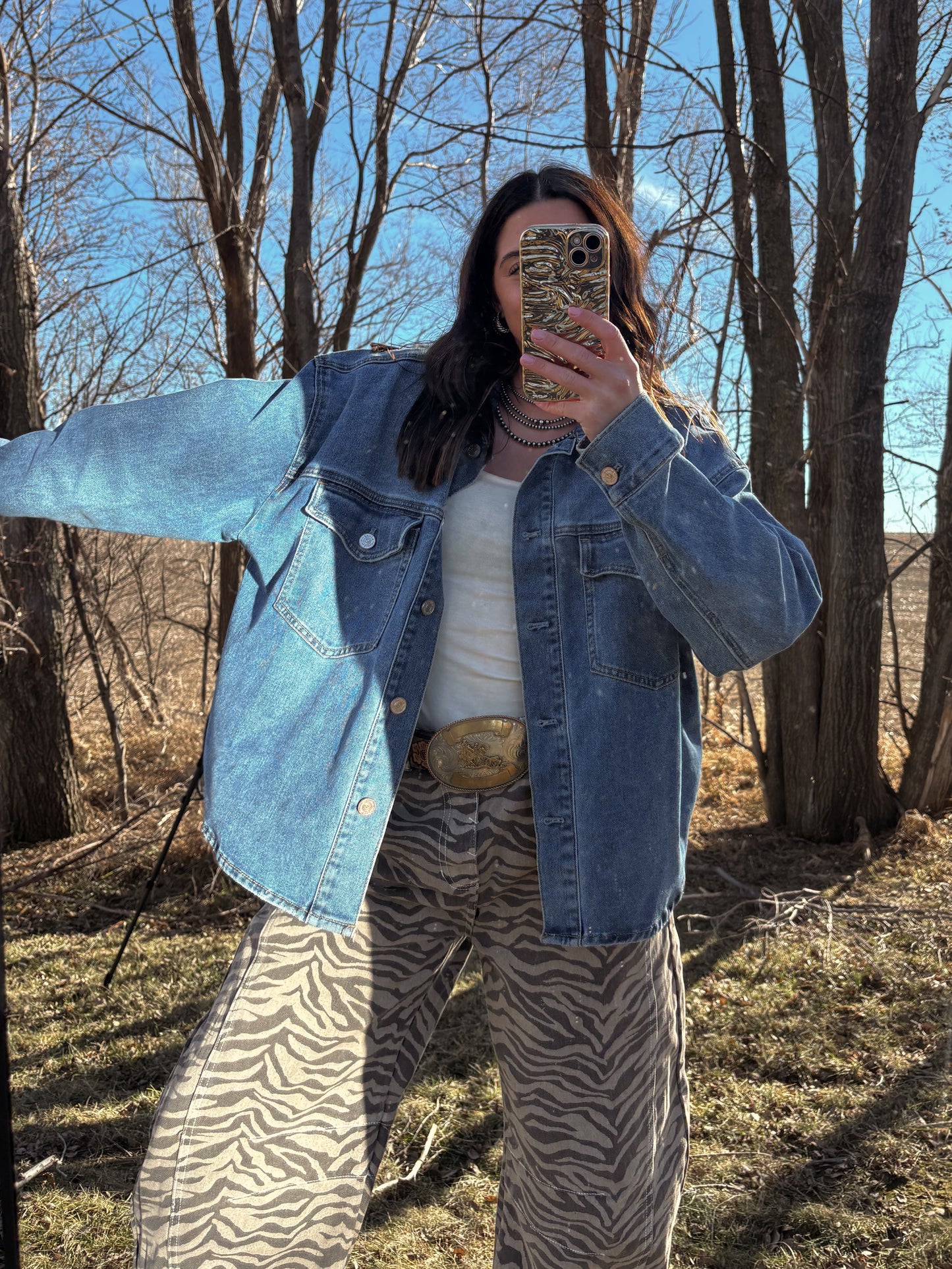 Zyla Mae Zebra Barrel Jeans