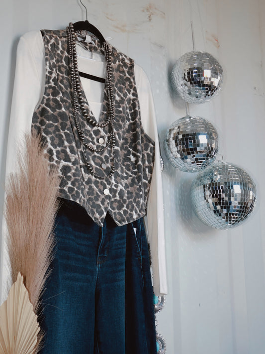 Cheetah Denim Vest