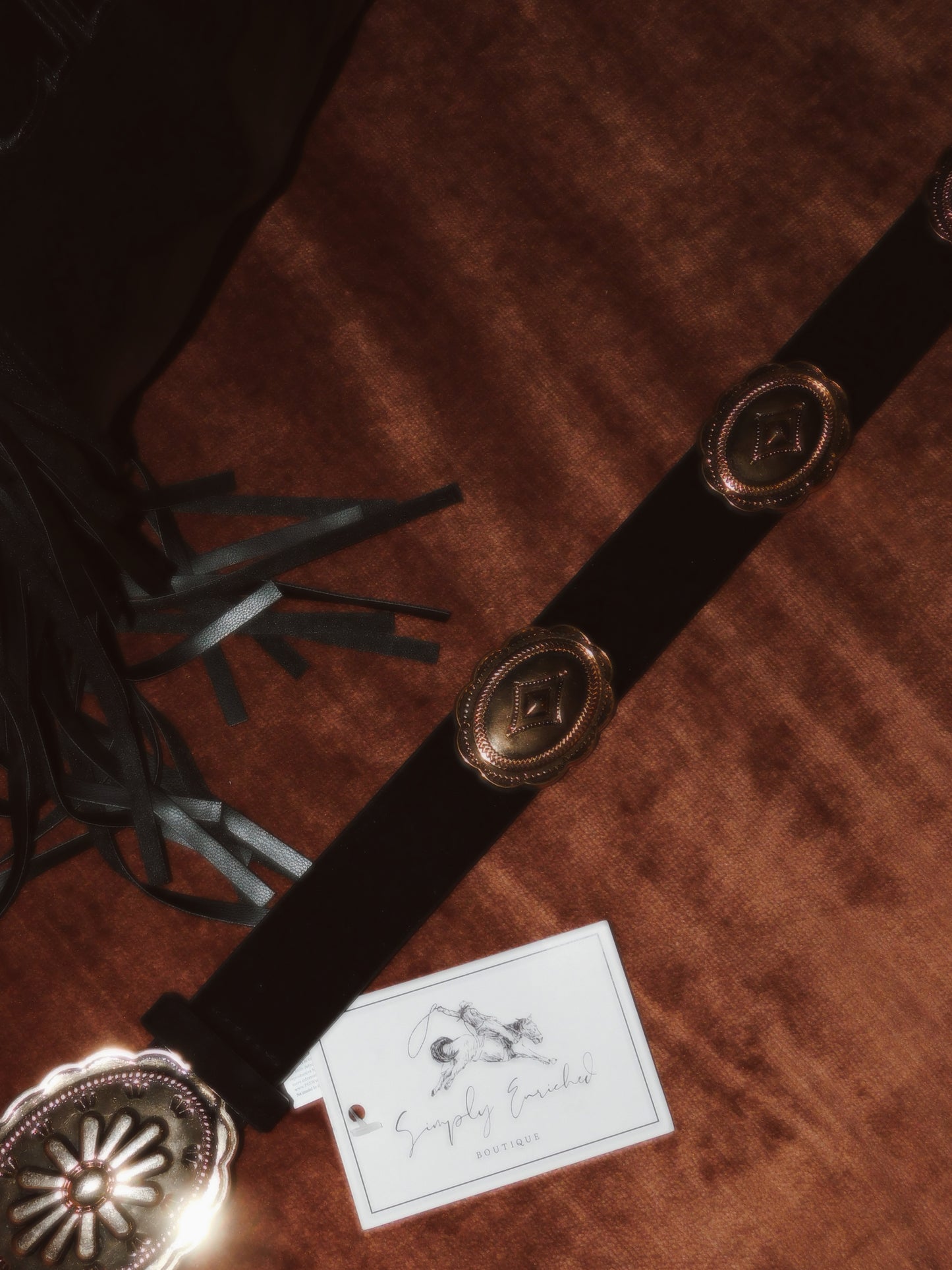 Western Oval Floral Belt- Gold