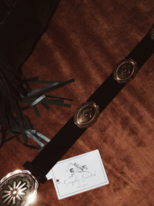 Western Oval Floral Belt- Gold